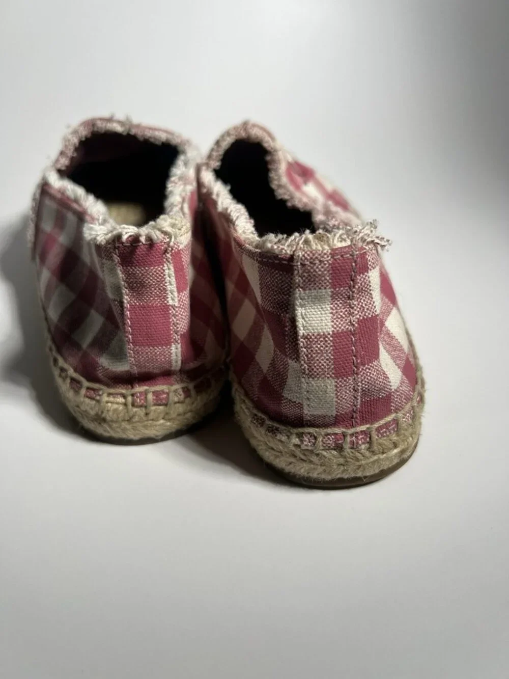 Coach Gingham Espadrille Flats Women’s Size 6.5 Pink White Slip On